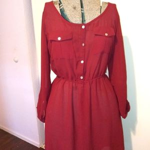 Red see threw long sleeve dress